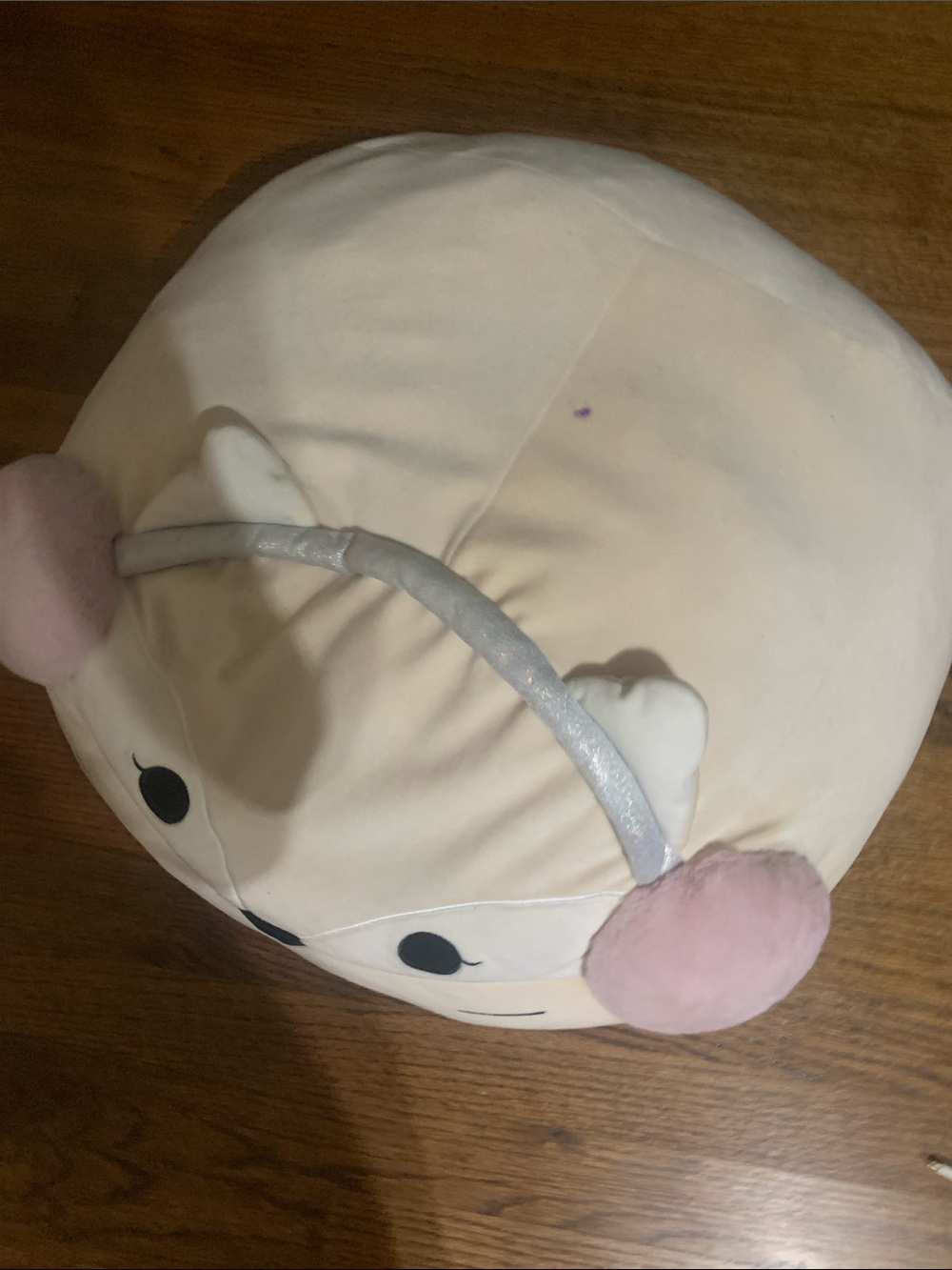 Cream Plush Kids Costume Hat with Pink Ear Muffs